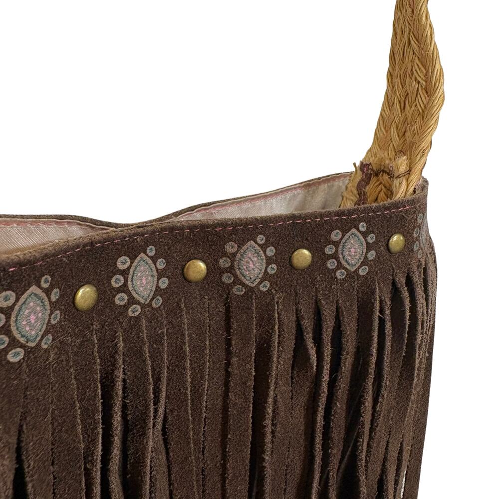 Brown Suede Fringe Purse Boho Layers Bag Shoulder Long Strap Festival Western - Picture 6 of 10